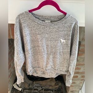 Victoria’s Secret PINK Grey Cropped Long Sleeve PINK Tropical Spellout s…